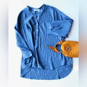 SBJ Austin Oversized Crinkle Cotton Tunic (One Size)